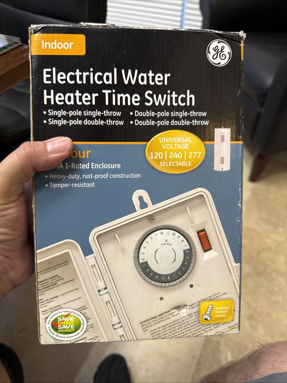GE 15146 24-Hour Heavy-Duty Electrical Indoor Water Heater Time Switch Timer