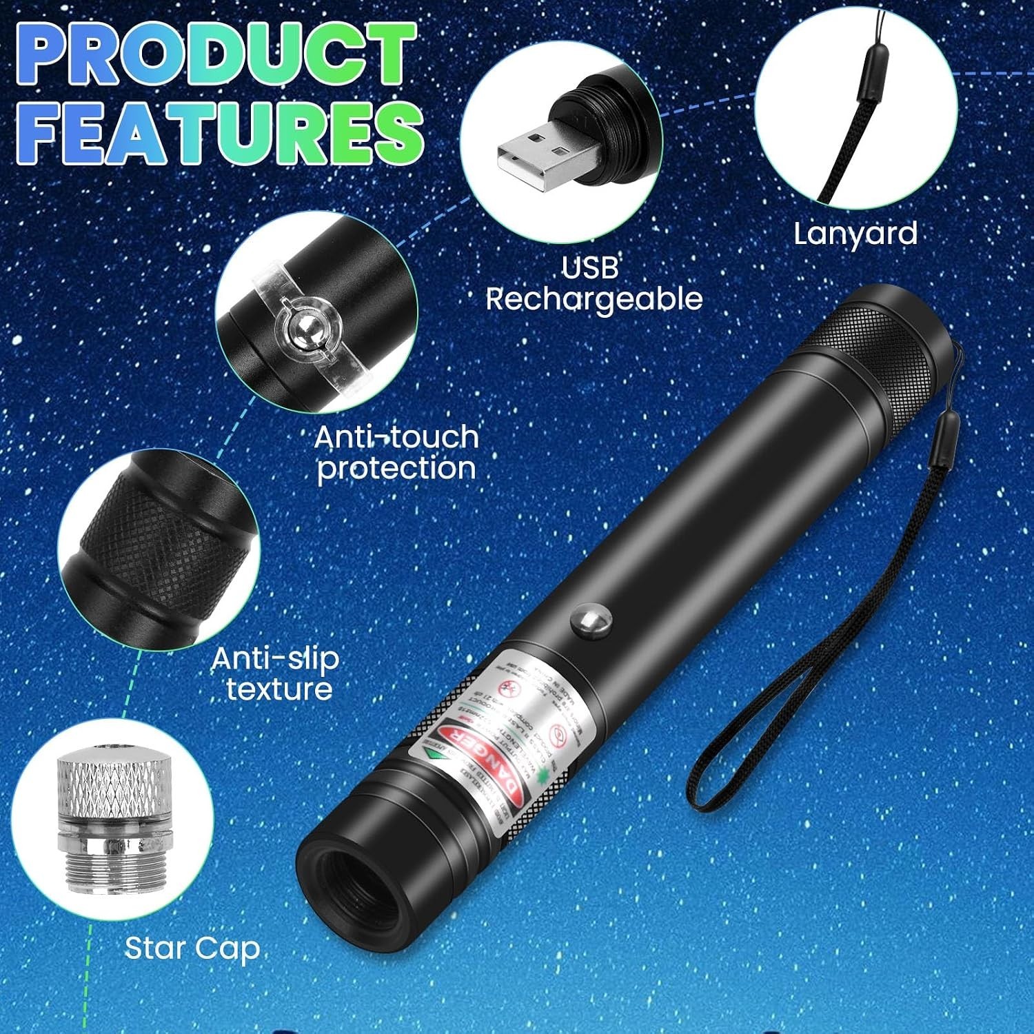 Rechargeable Green Laser Pointer Long Range Beam Astronomy Pen