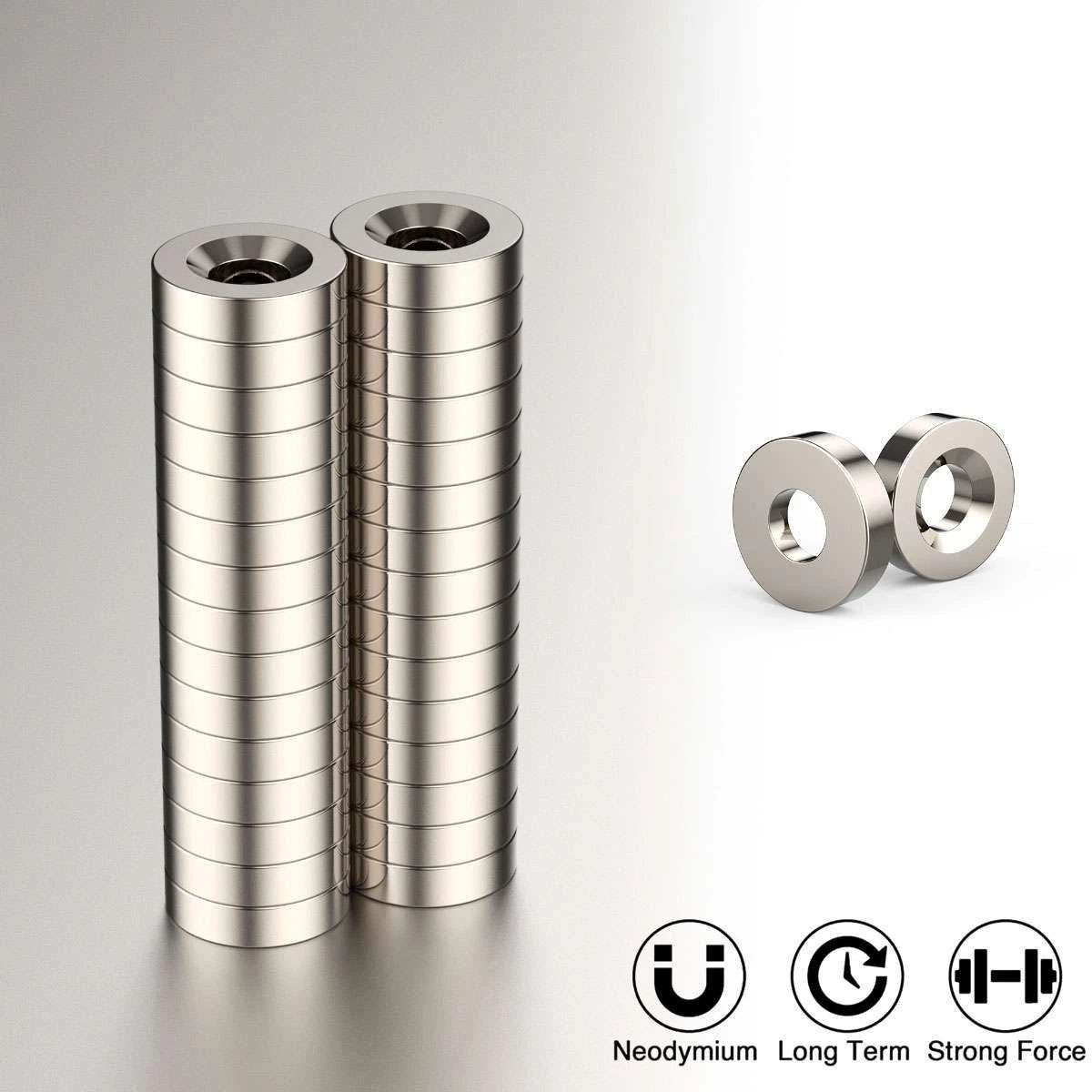 10/20/50X Strong Countersunk Ring Magnets 25 x 5mm Hole 5mm Rare Earth Neodymium