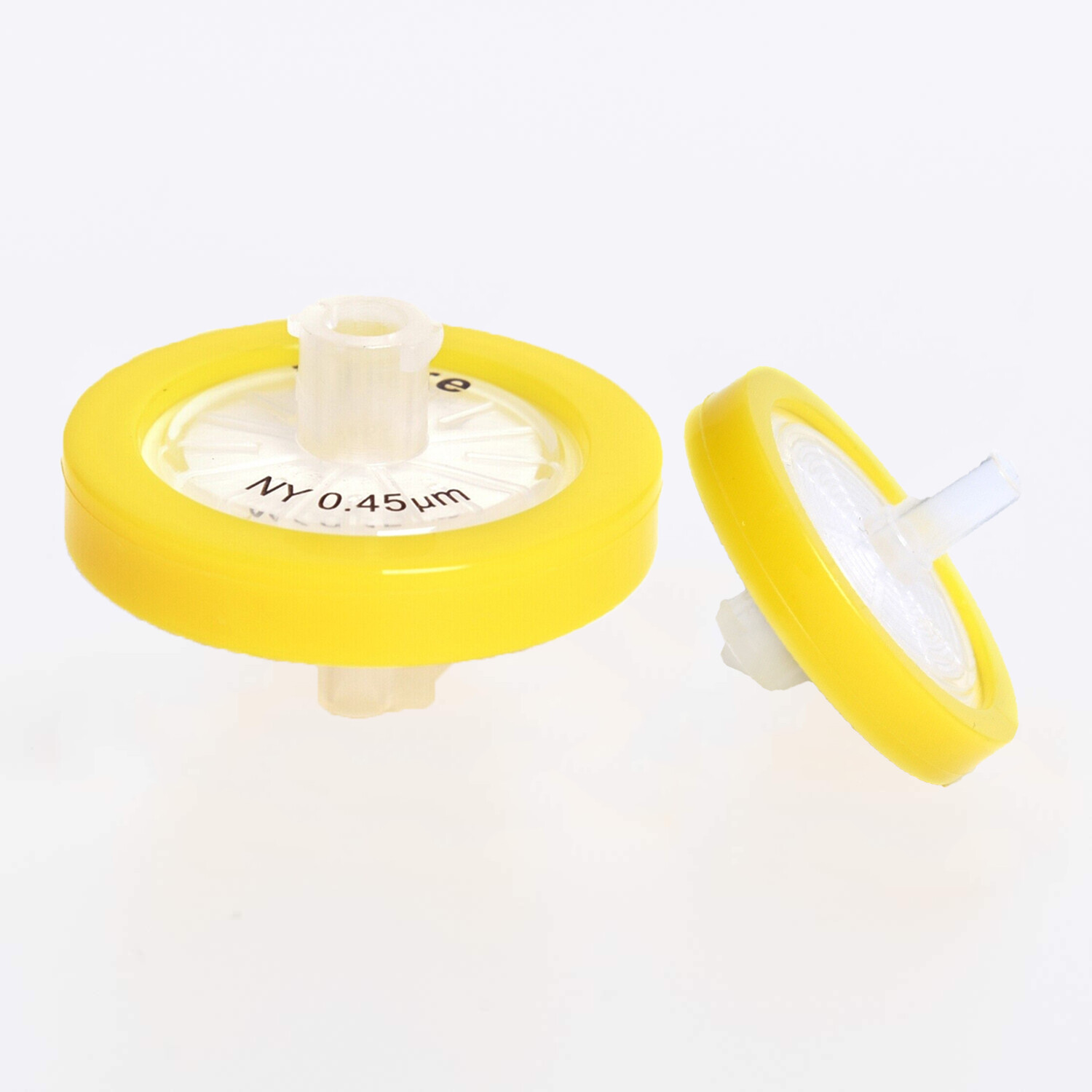 100PC Yellow Wheel NY Nylon Syringe Filter 0.45μm 25mm Hydrophilic Membrane HPLC