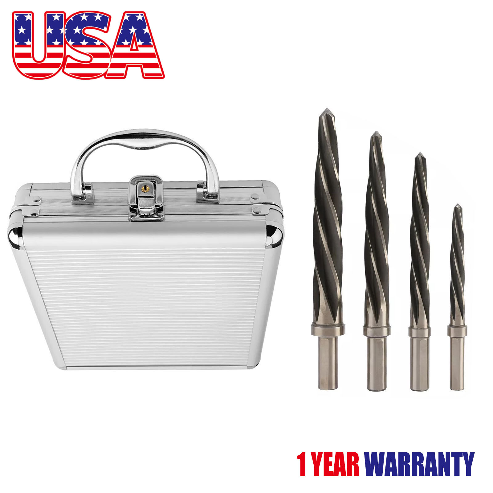 4X M2 HSS Taper Chucking Reamer Set 3/8″ 1/2″ 5/8″ 3/4″ For Bridge Manufacturing