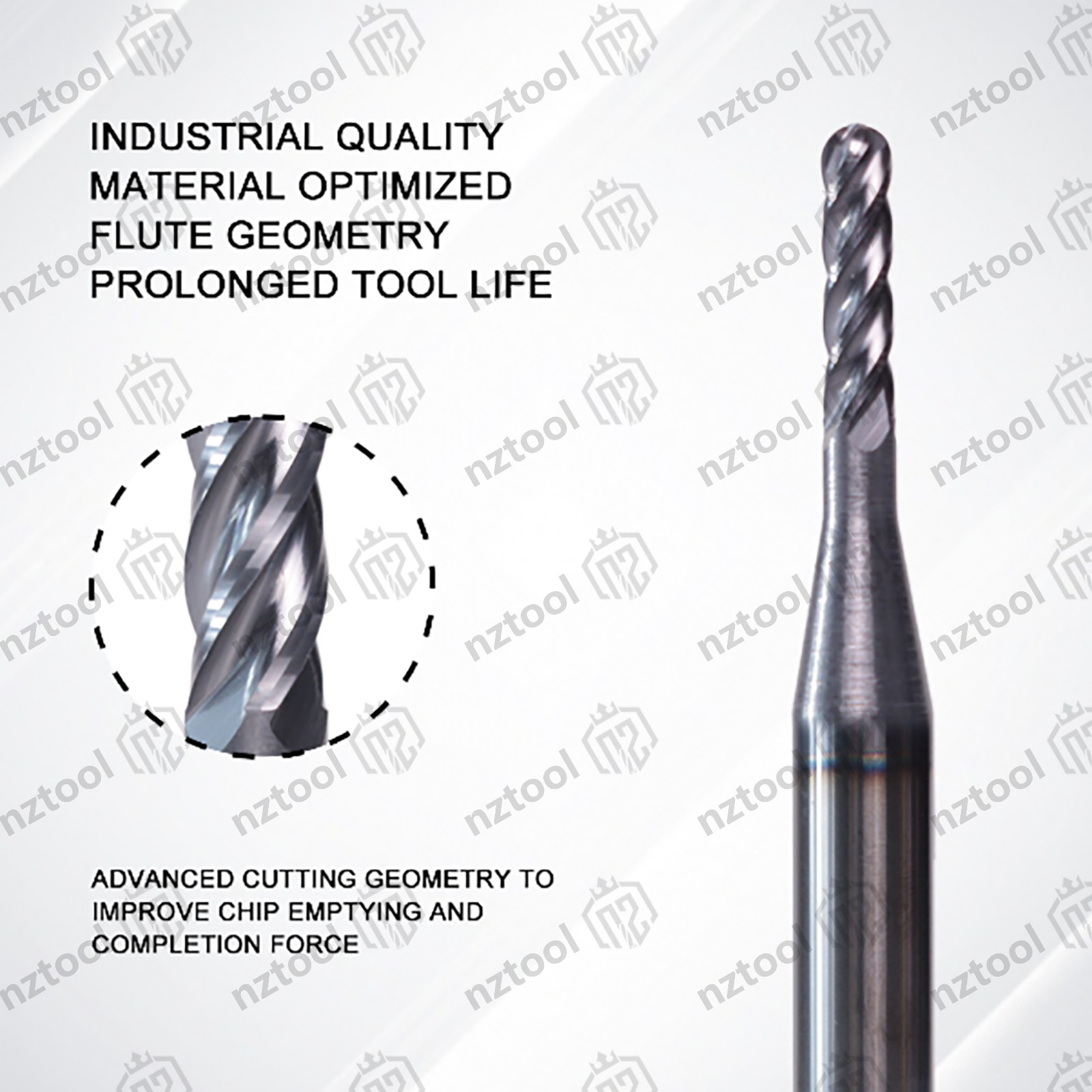 10 PCS 1/16″ 4 Flute 1-1/2″ Overall Ball Nose Carbide End Mill AlTiN Coated
