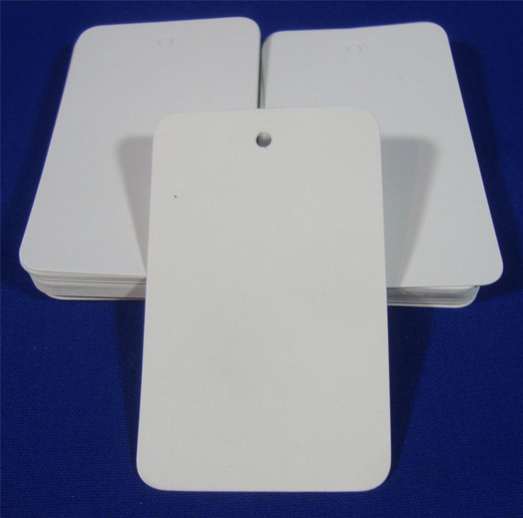 100 White Unstrung Blank Garment Merchandise Price Tags Large 1 3/4 w x 2 7/8″ h