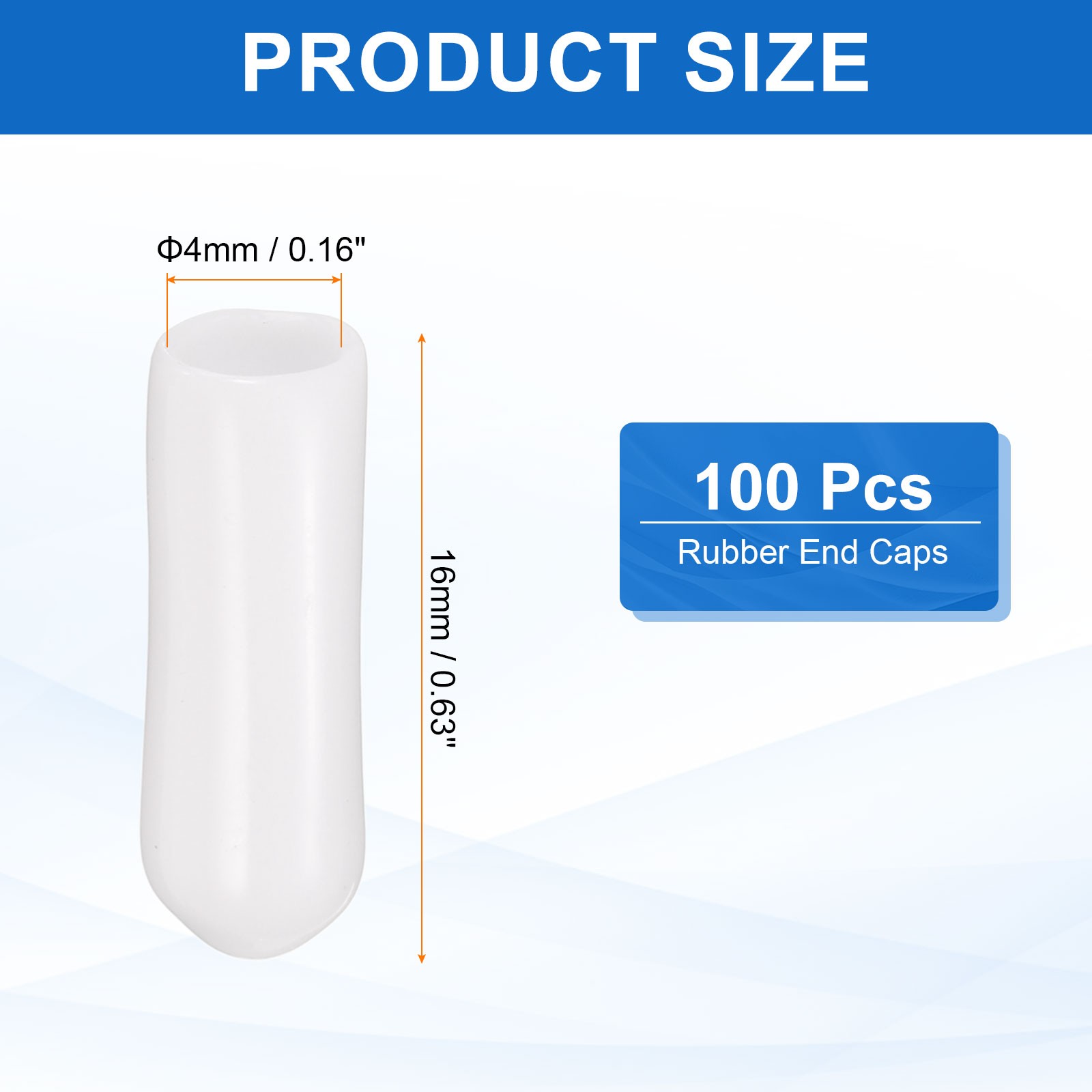 100pcs Round Rubber End Caps 4mm ID Bolt Covers Vinyl Screw Protectors White
