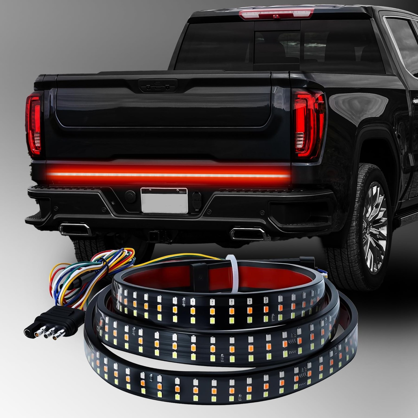 60 Inch Tailgate Light Bar Triple Row 432 LED Chips with Red Brake White Reve…