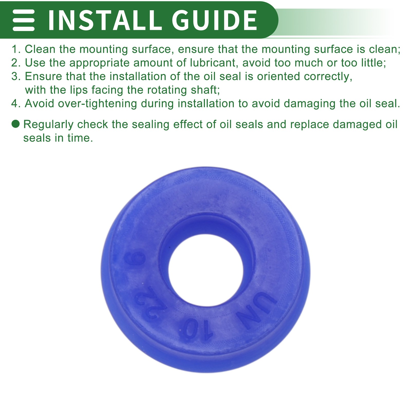 Oil Seal Seal Ring Rotary Shaft Seal TPU 10x22x6mm High Pressure Blue 10 Pcs