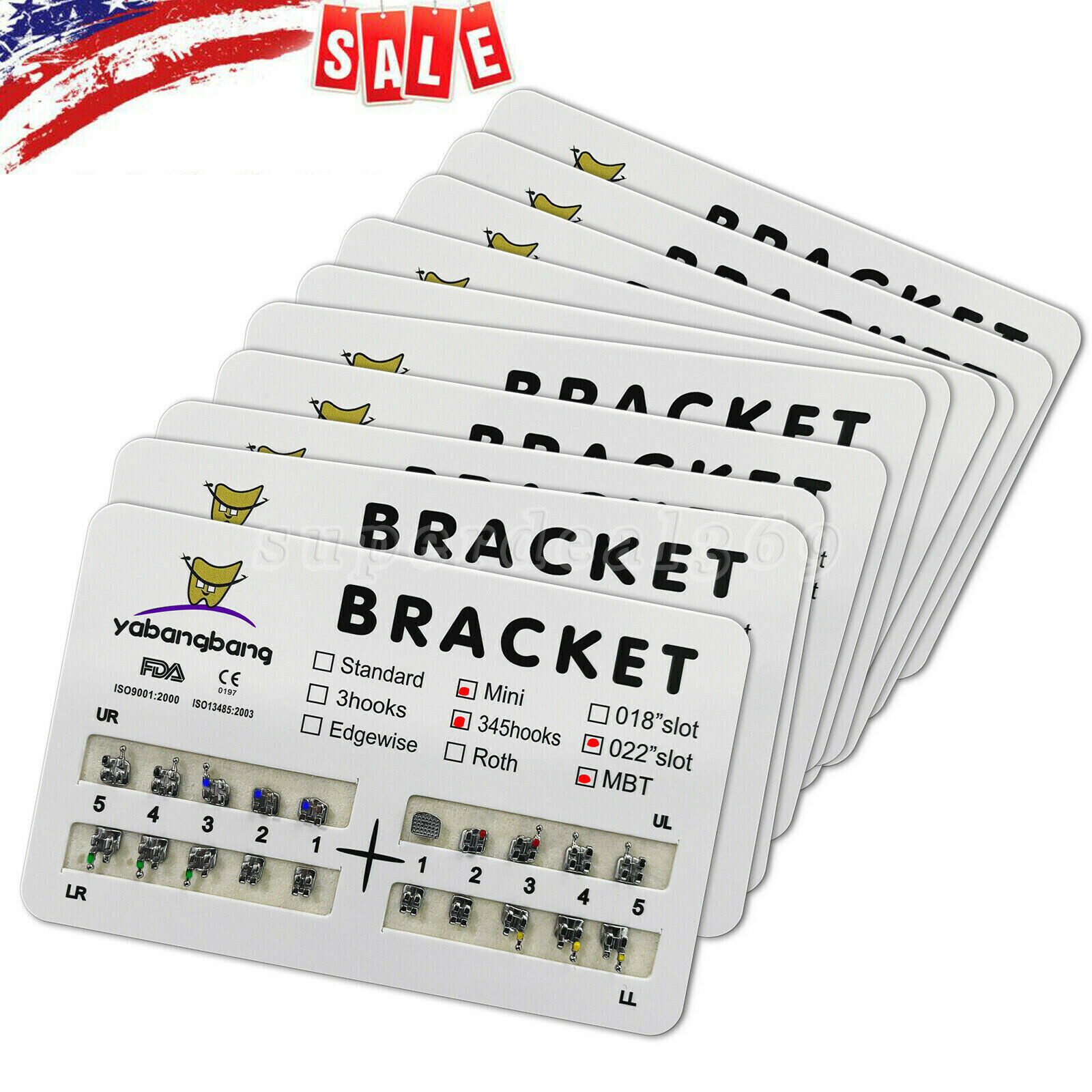 10Bags Dental Orthodontic Brackets Braces Mini Standard Slot.022 No/3 /345 Hooks
