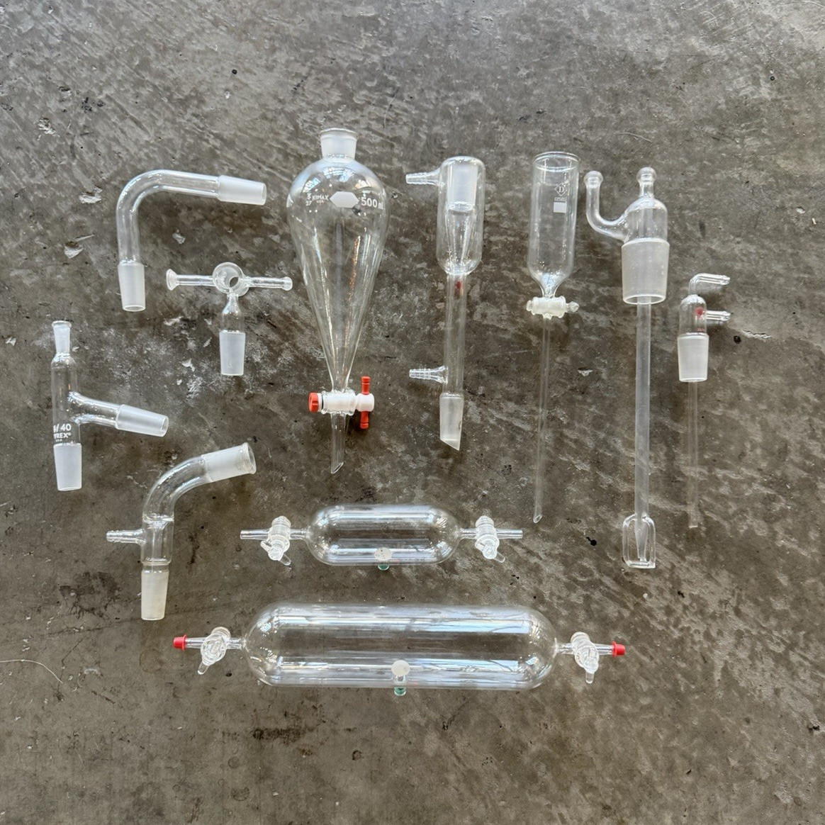 Vintage Chemistry Glassware Lot 11pc – Supelco Gas Tubes Ace Glass Kimax 24/40