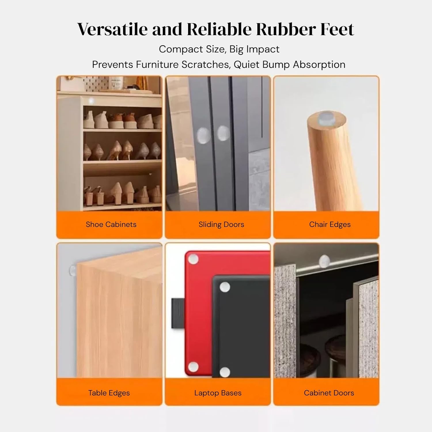 Cabinet Door Bumpers 4mm/5.5mm Thick – 3 Shapes 214 Pcs Variety Transparent