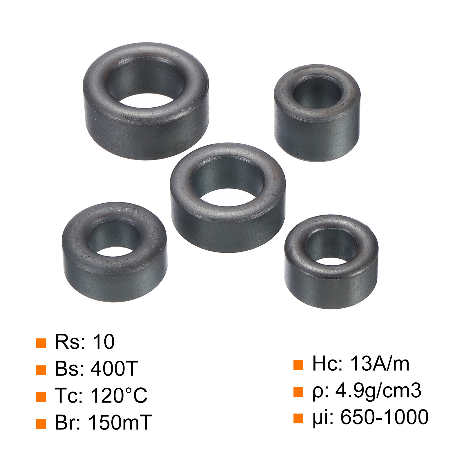 20 Pack Ferrite Toroid Cores Set Transformer Inductor Coil Ring Black 5 Sizes