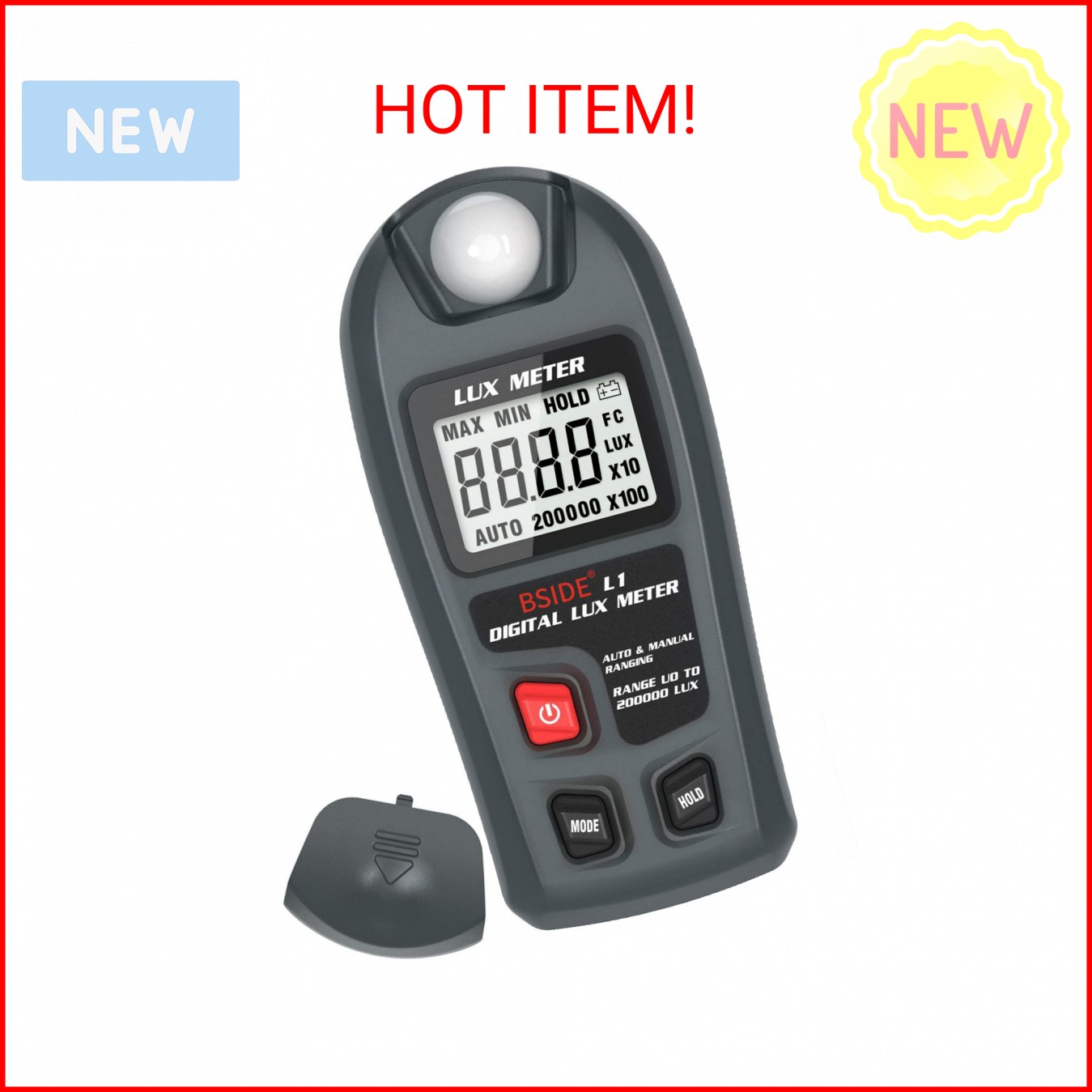 BSIDE Digital Light Meter Lux Tester Illuminance Luxmeter, 0-200,000 Lux Portabl