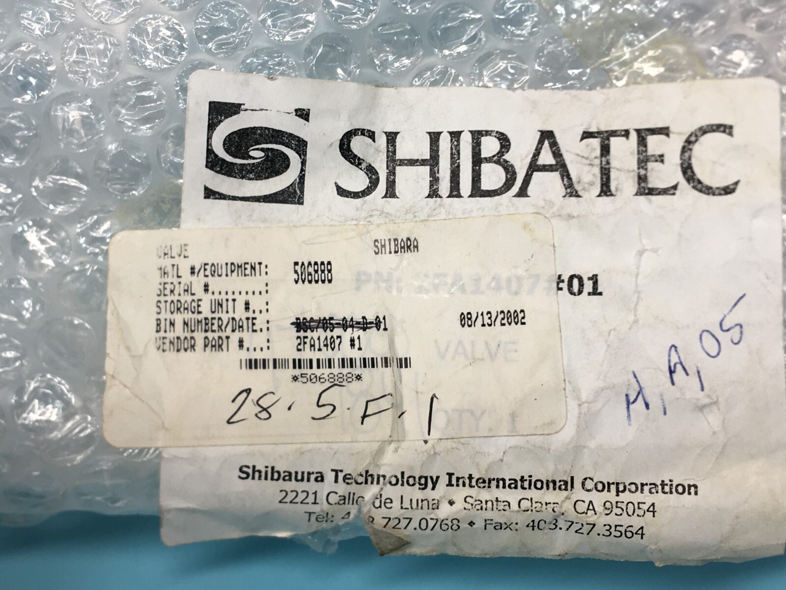 SHIBATEC 2FA1407#1 VALVE, 161730