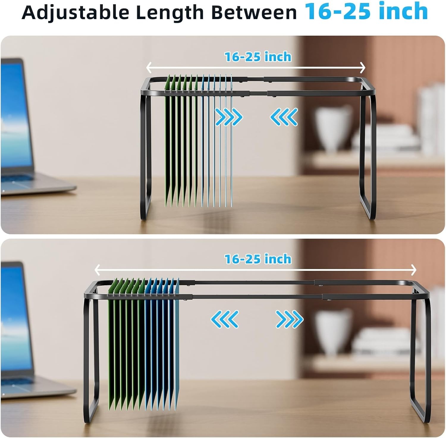 Hanging File Folder Frame, Adjustable Letter Size File Holder 16-25 Inches,