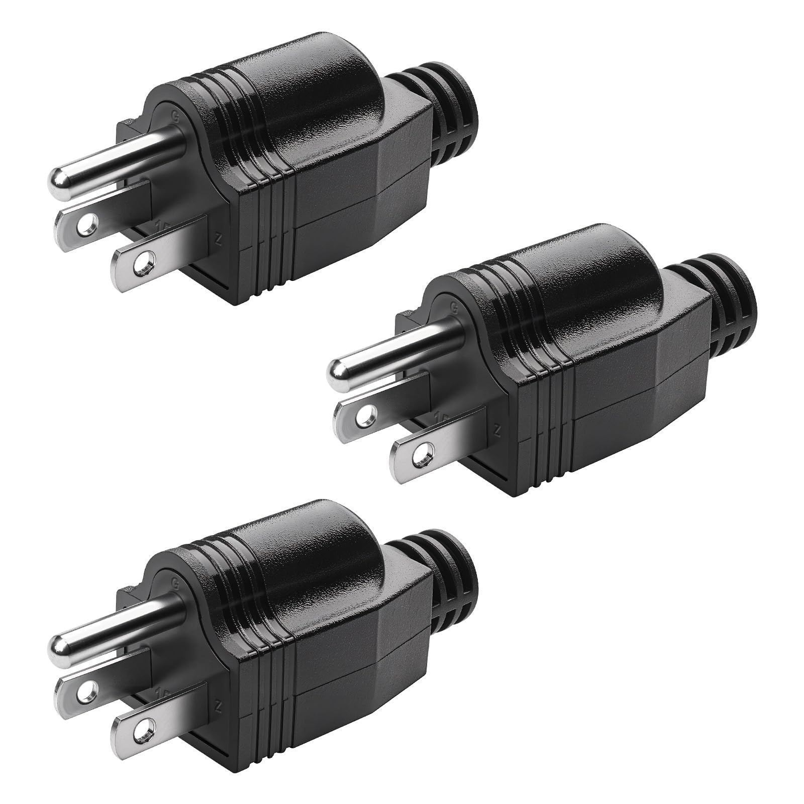 Electrical Replacement Plugs Male End Extension Cord 125V 15A 2Pole 3Wire 2 P…