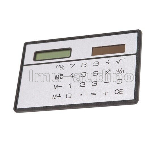 8-Digits Ultra Thin Mini Slim Credit Card Solar Power Pocket Calculator Travel