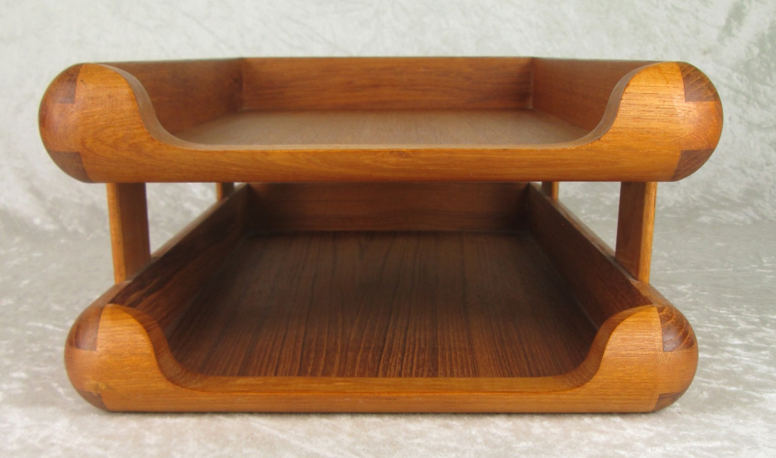 Kalmar Teak Double Letter Desk Tray Danish Modern 10-3/4 inch Wide x 16-1/4 Deep