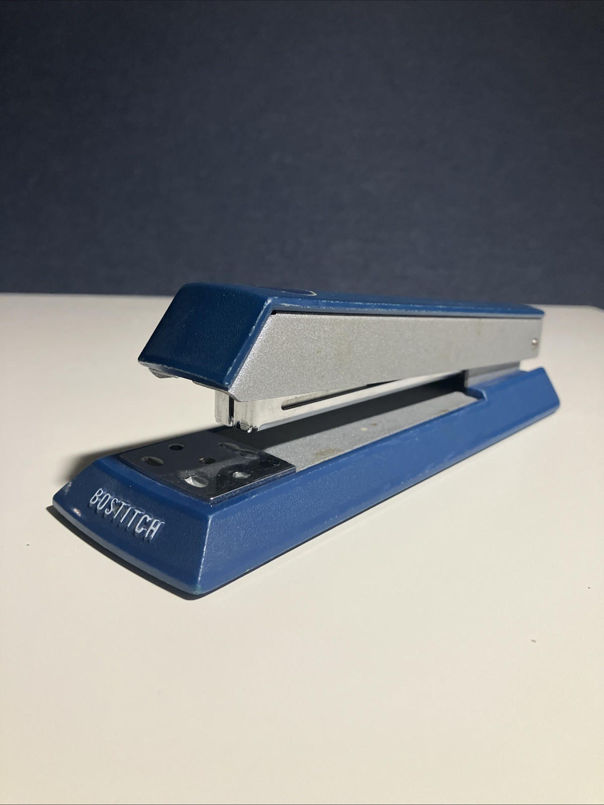 Vintage Bostitch Stapler Retro Blue Gray Model B III 3 USA