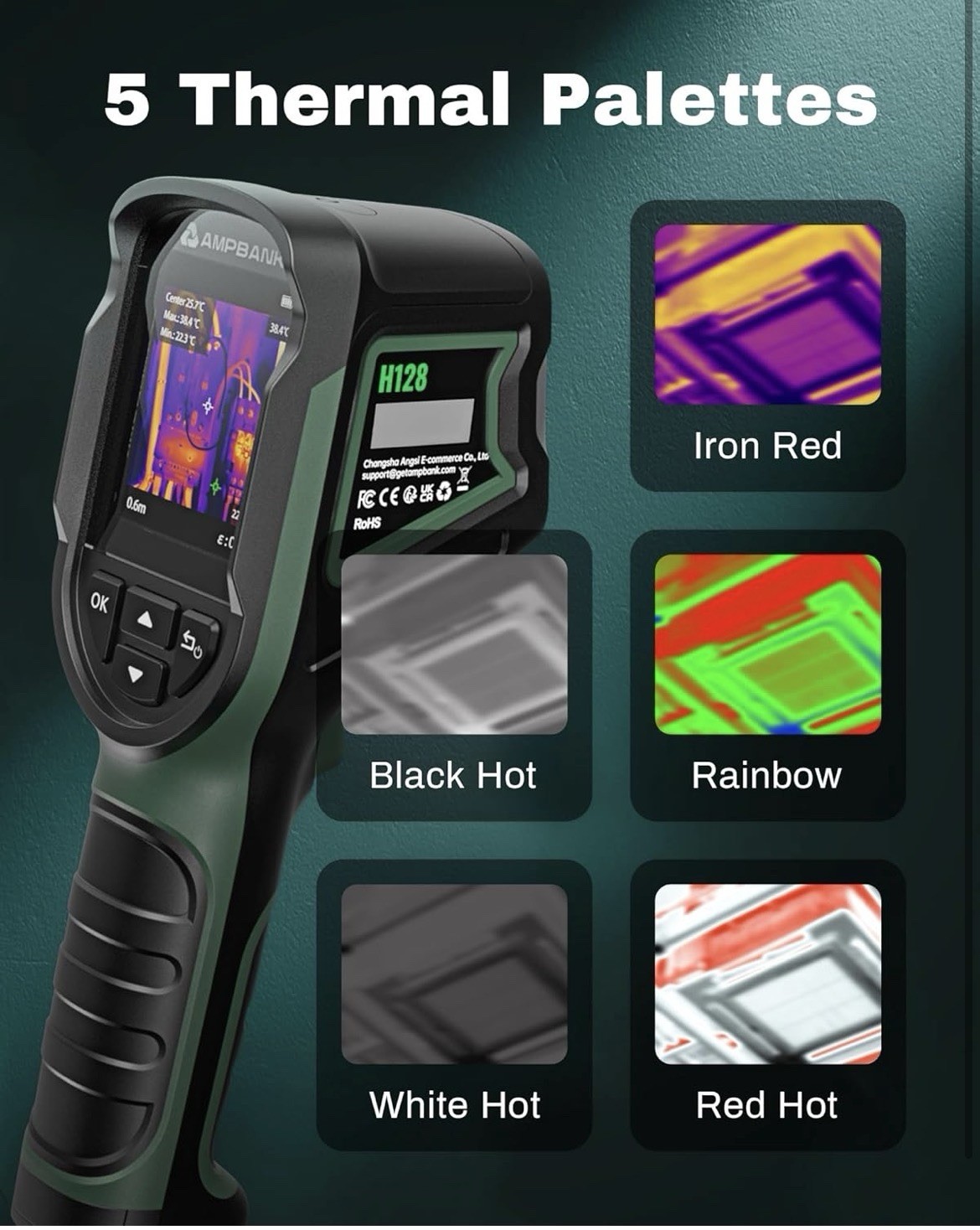 AmpBank H128 Handheld Thermal Imaging Camera 240 x 240 TISR 15-Hour Battery Life