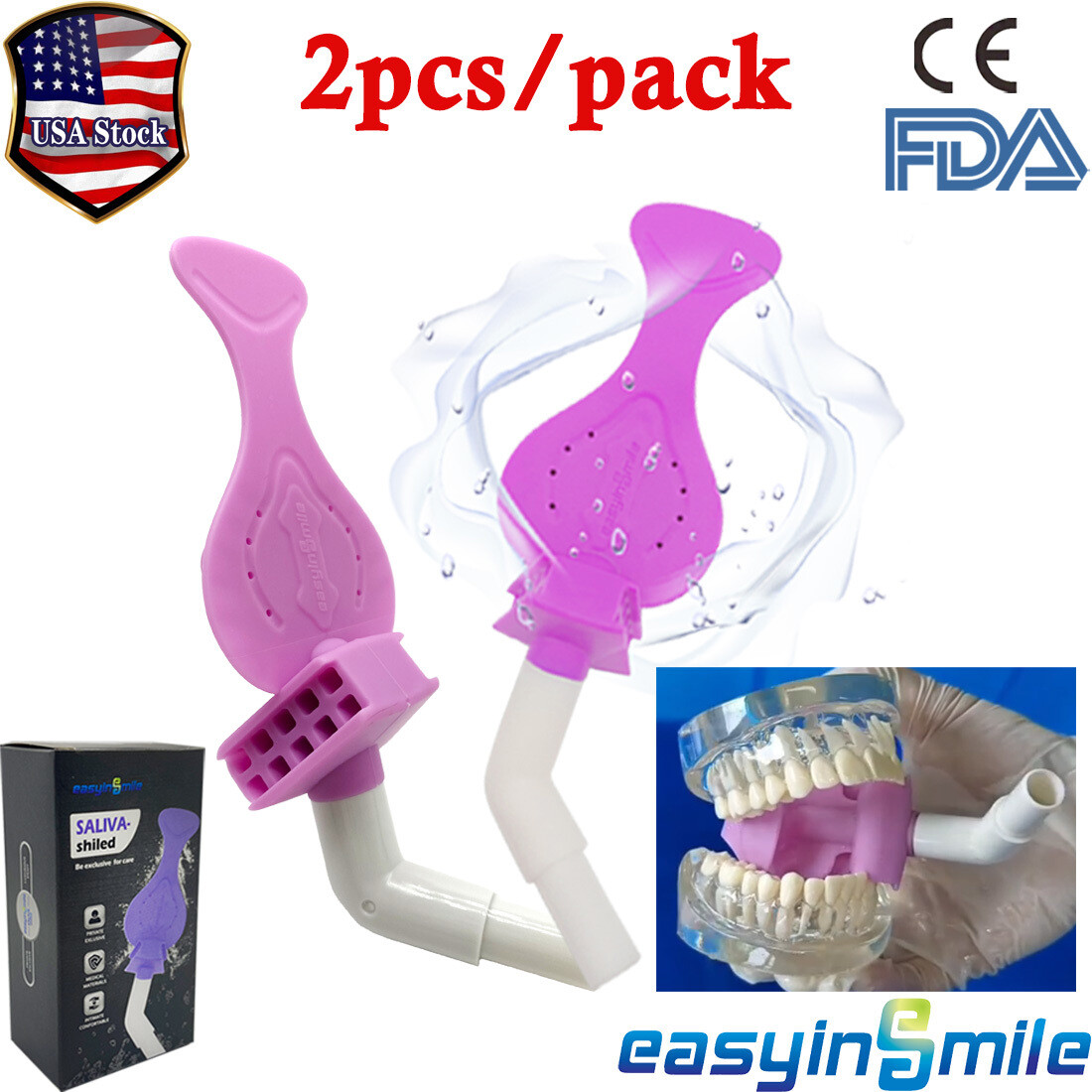 2Pcs Dental Saliva Suction Tube Sterilize Bite Block Isolation Mouth Dryshield