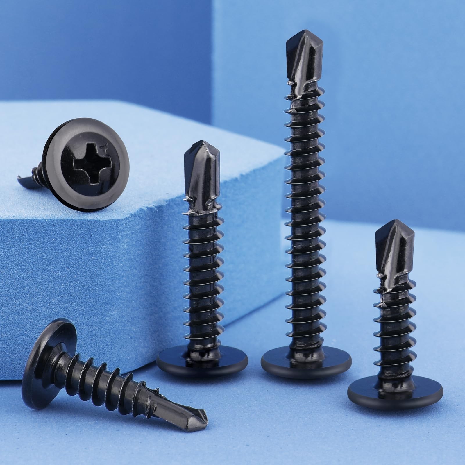 #10 x 5/8 Inch 410 Stainless Steel Self Drilling Screws Metal Black Zinc 150 PCS