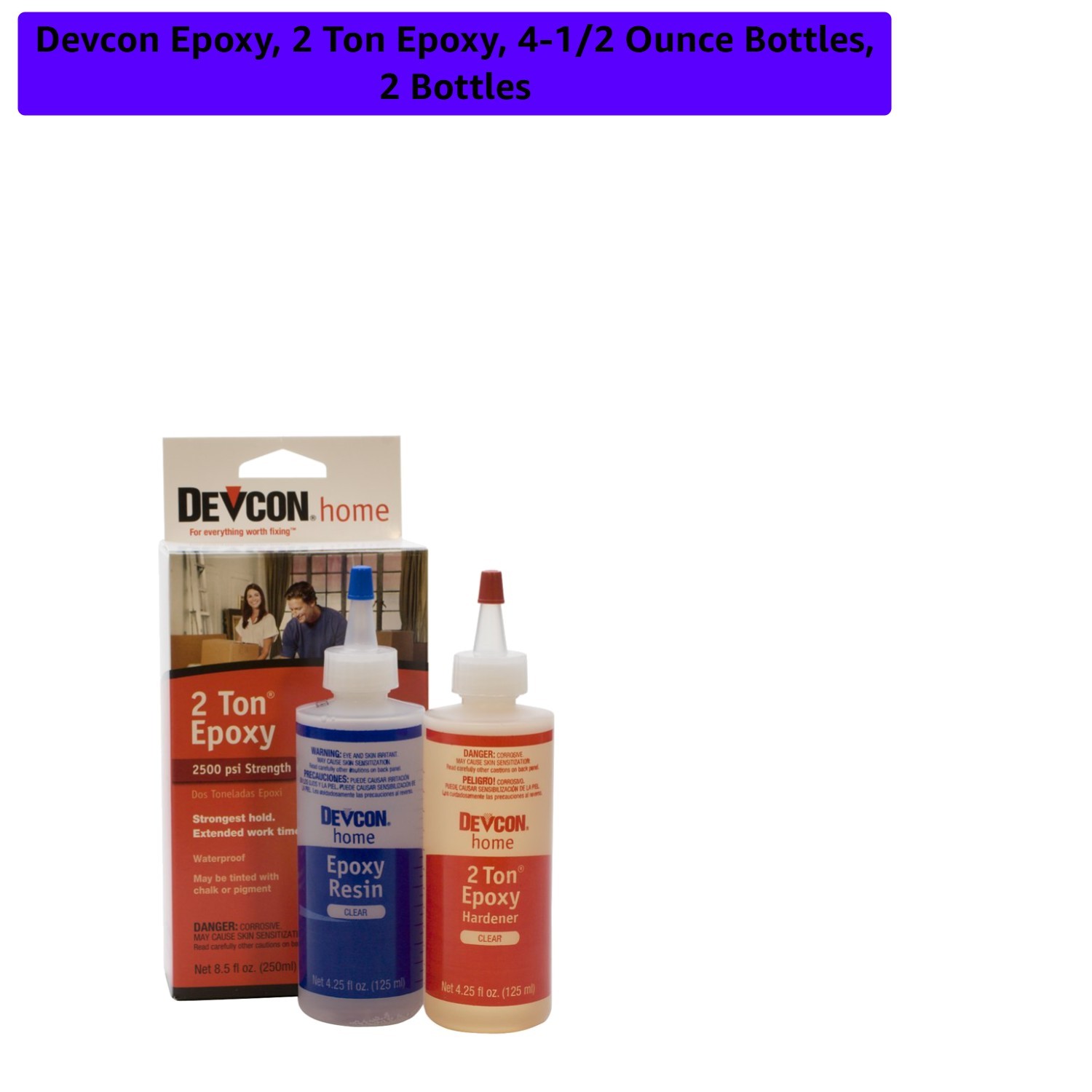 Devcon Epoxy, 2 Ton Epoxy, 4-1/2 Ounce Bottles, 2 Bottles