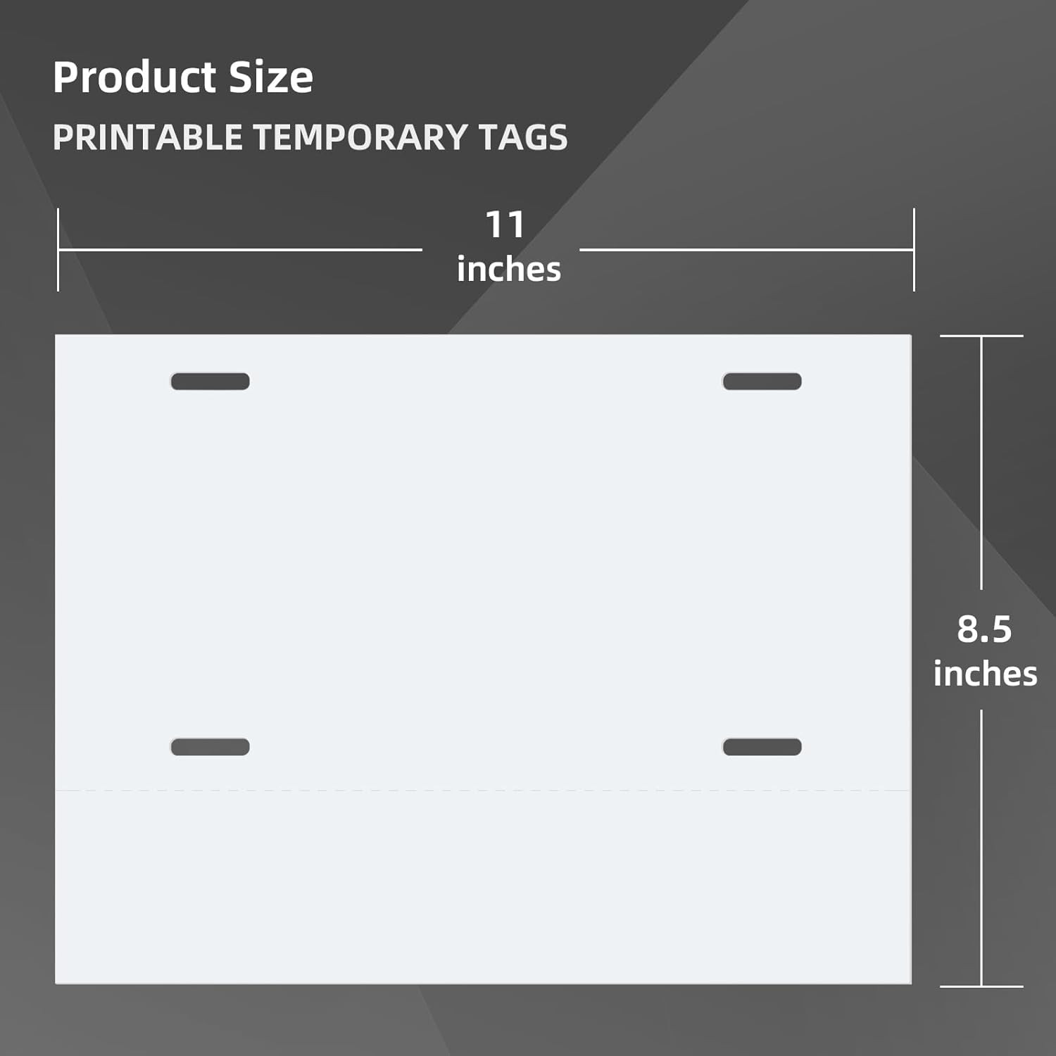 100 Pcs Temporary Paper Tags Blank License Plates 8.5 x 11 Inches Printable Tear