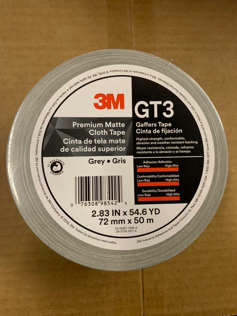 (1 ROLL) 3M Gaffers Tape GREY 3″ x 54.6 YD GT3 Premium Matte Cloth – NEW