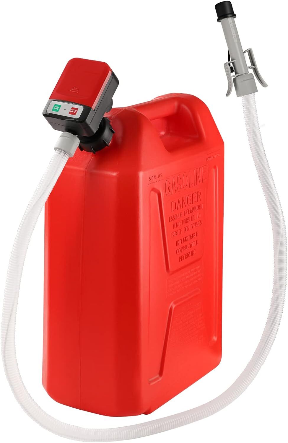 Electric Fuel Transfer Pump Battery Powered Gas Oil Water Liquid 2.4GPM 53”Hose