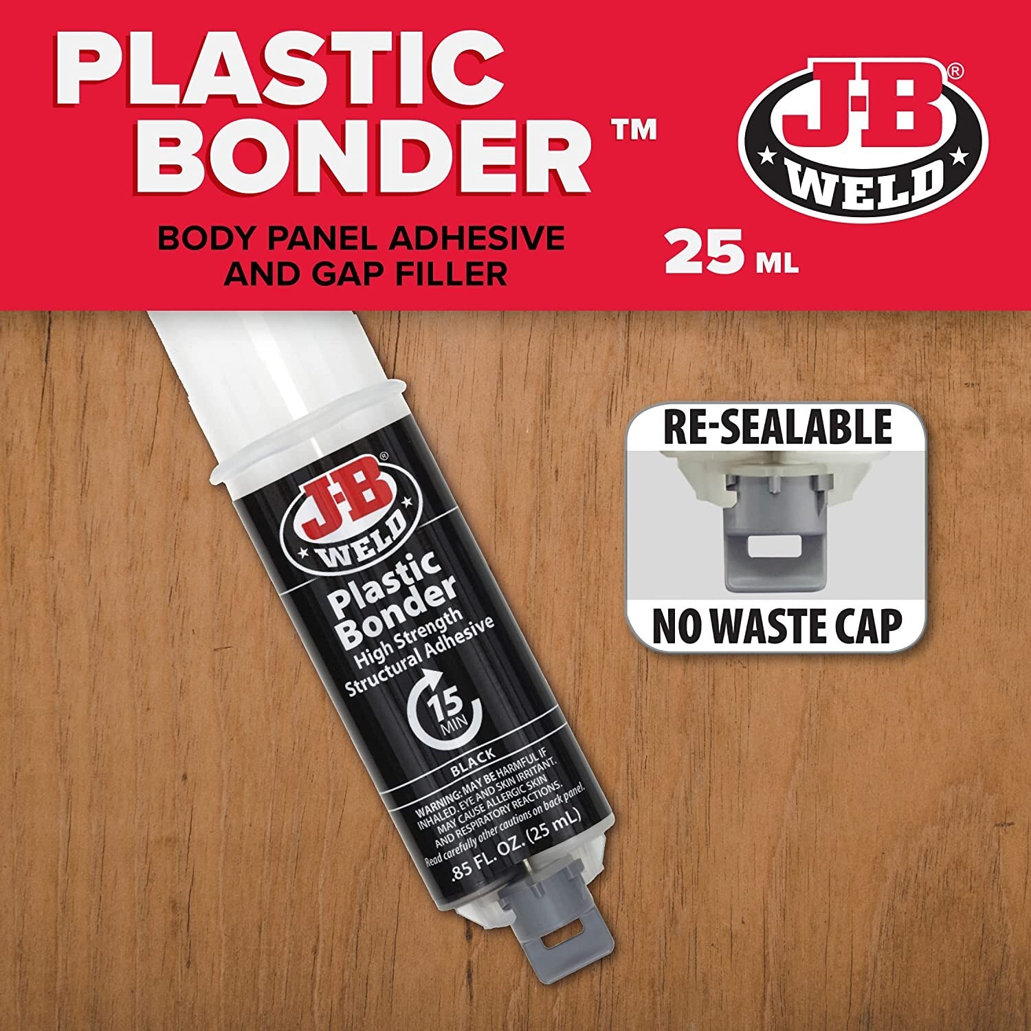 J-B Weld 50139 Plastic Bonder Body Panel Adhesive and Gap Filler – Black – 25 ml