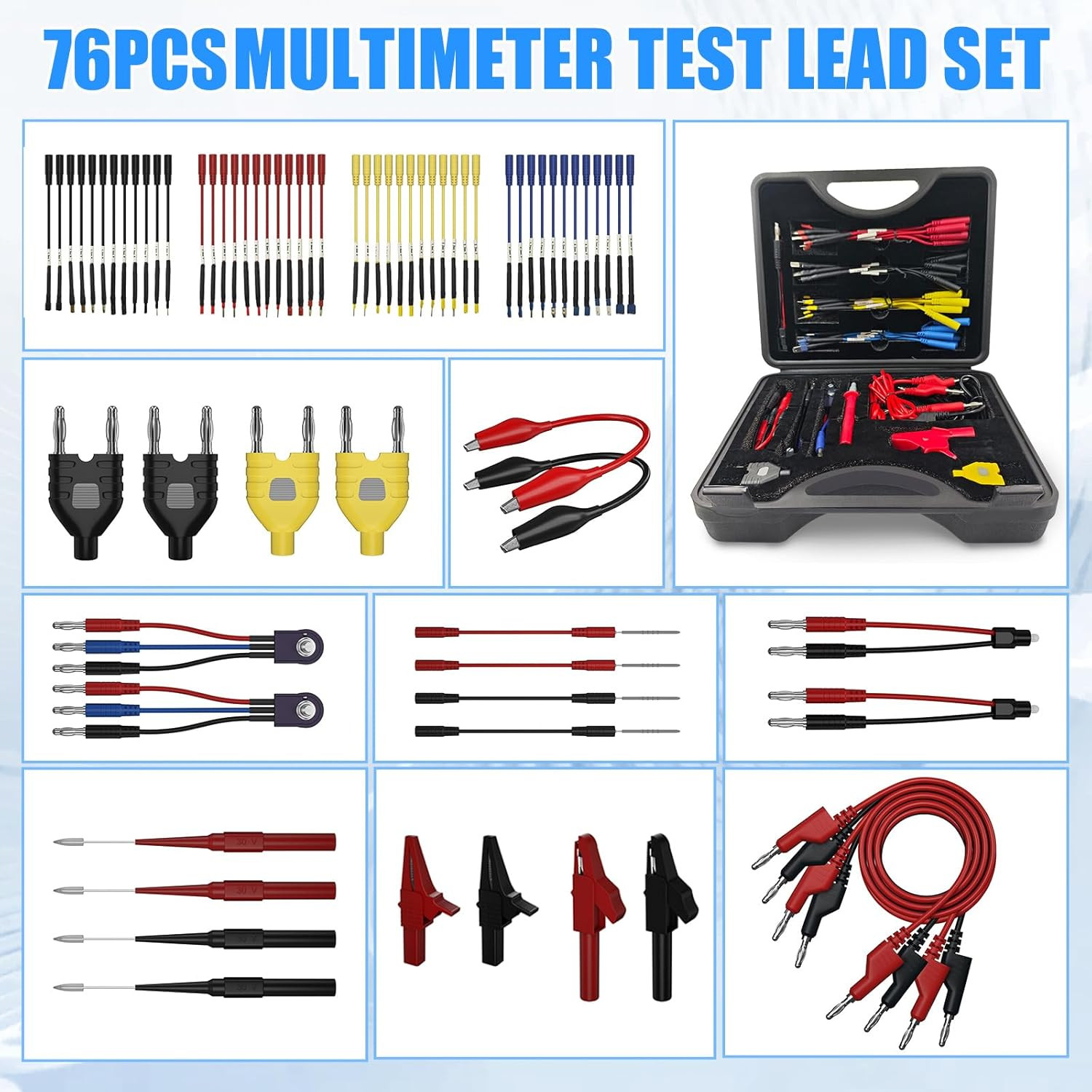 76 PCS Automotive Test Lead Kit for Car Diagnostics – Multimeter Accessories