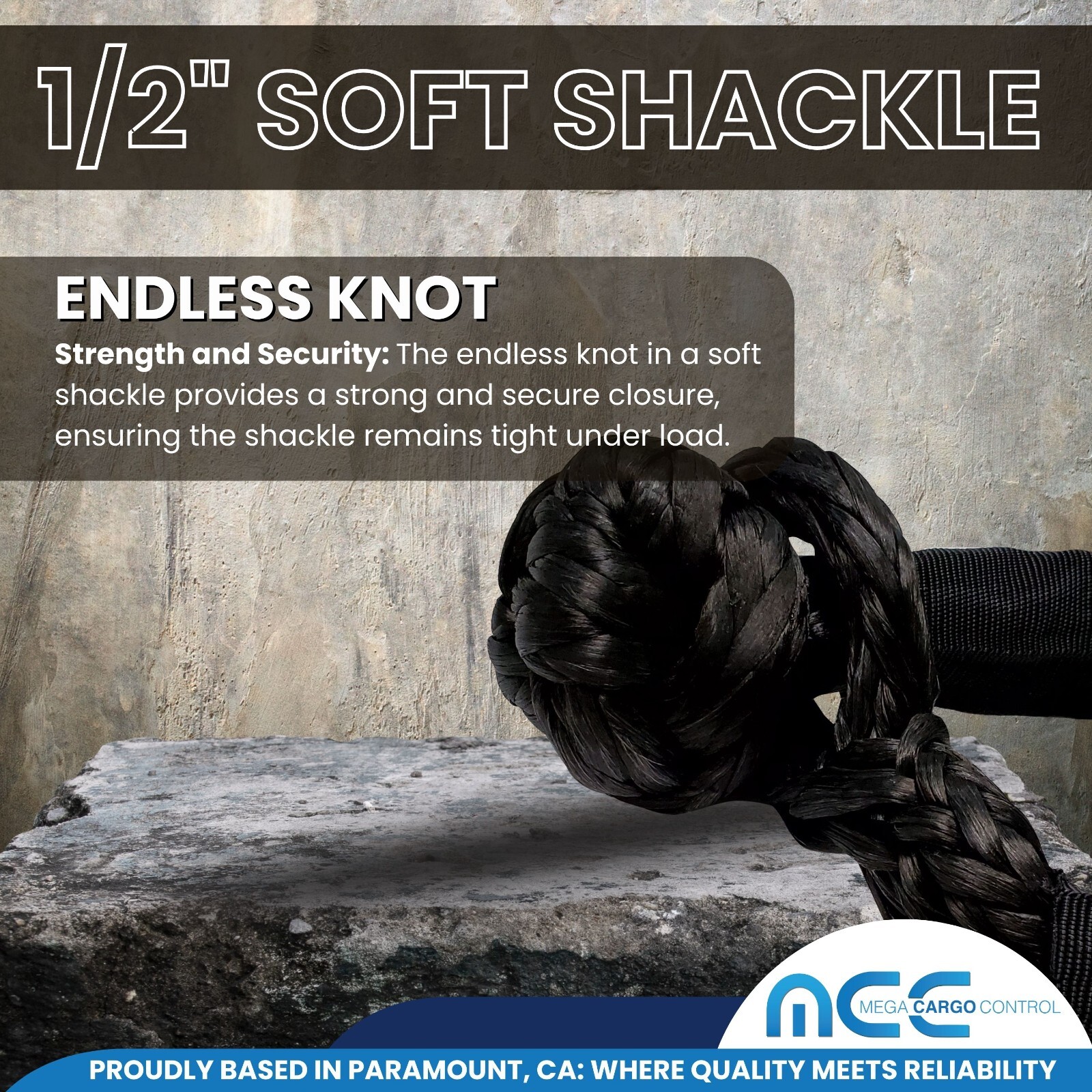 2 PC 1/2» x 22» Synthetic Soft Shackle Tow Rope Recovery Strap 37,400LBS