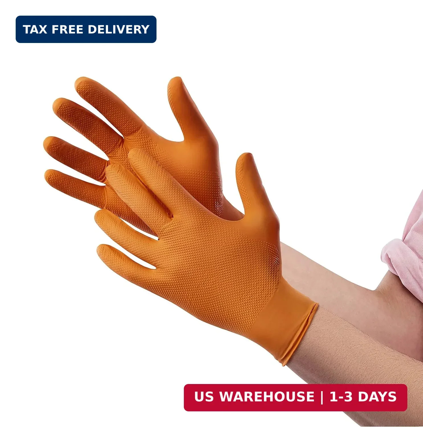 Venom Steel Orange Nitrile Gloves, 8 mil Thick, One Size (Pack of 50),