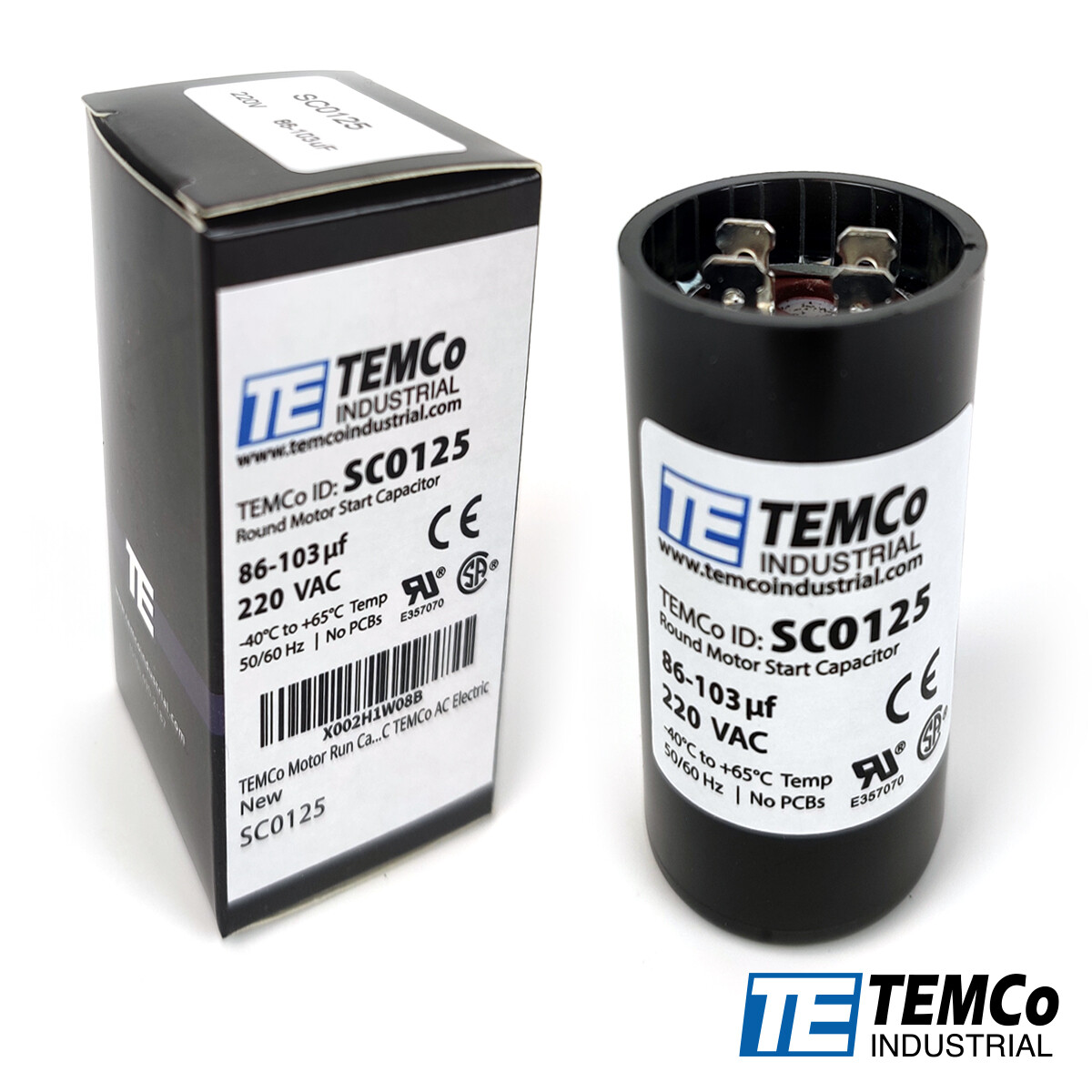 TEMCo 86-103 uf/MFD 220 VAC volts Round Start Capacitor 50/60 Hz -Lot-1