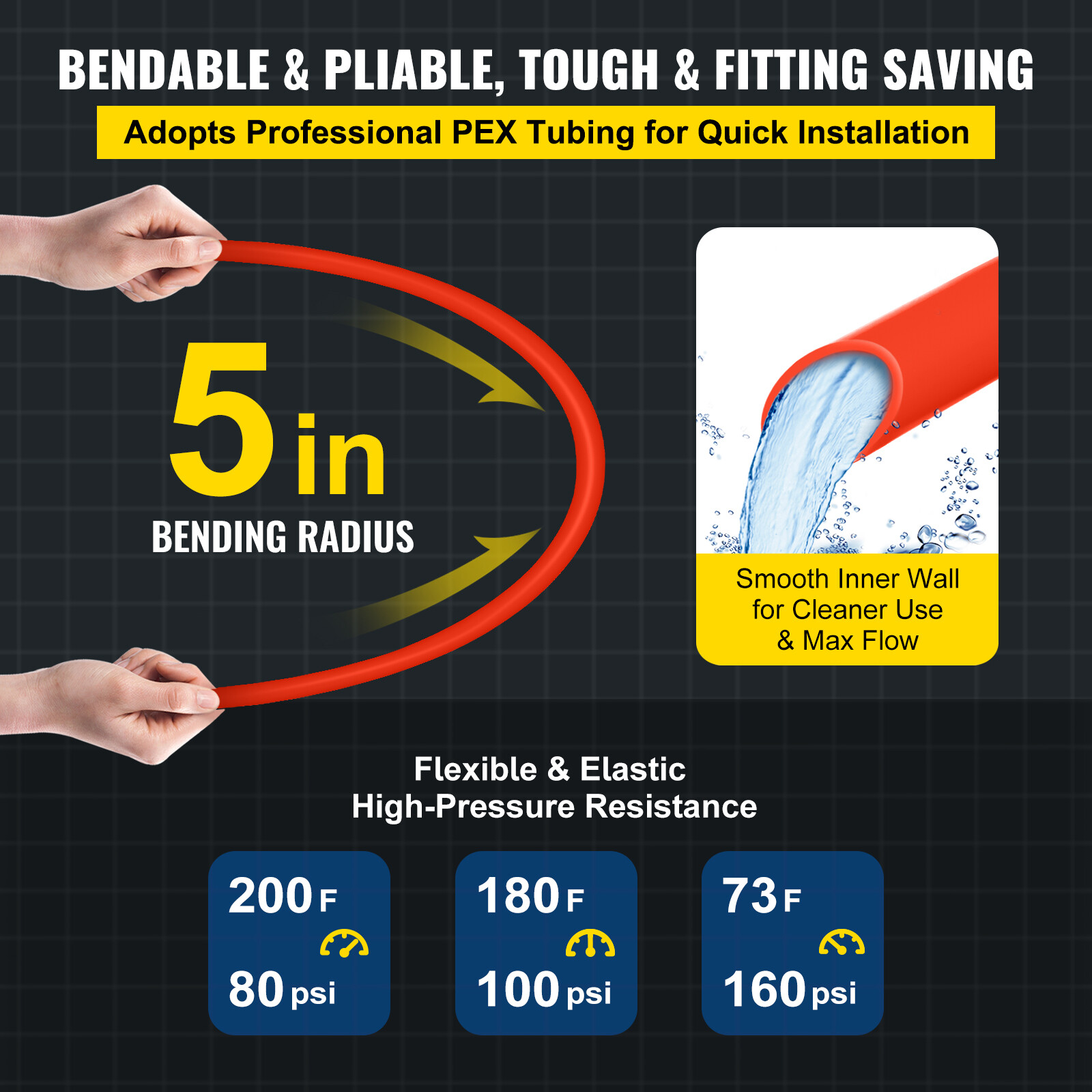 VEVOR 1/2″x300ft Pex Tubing Oxygen Barrier Red Pex-B Pipe Htg/Plbg/Potable Water