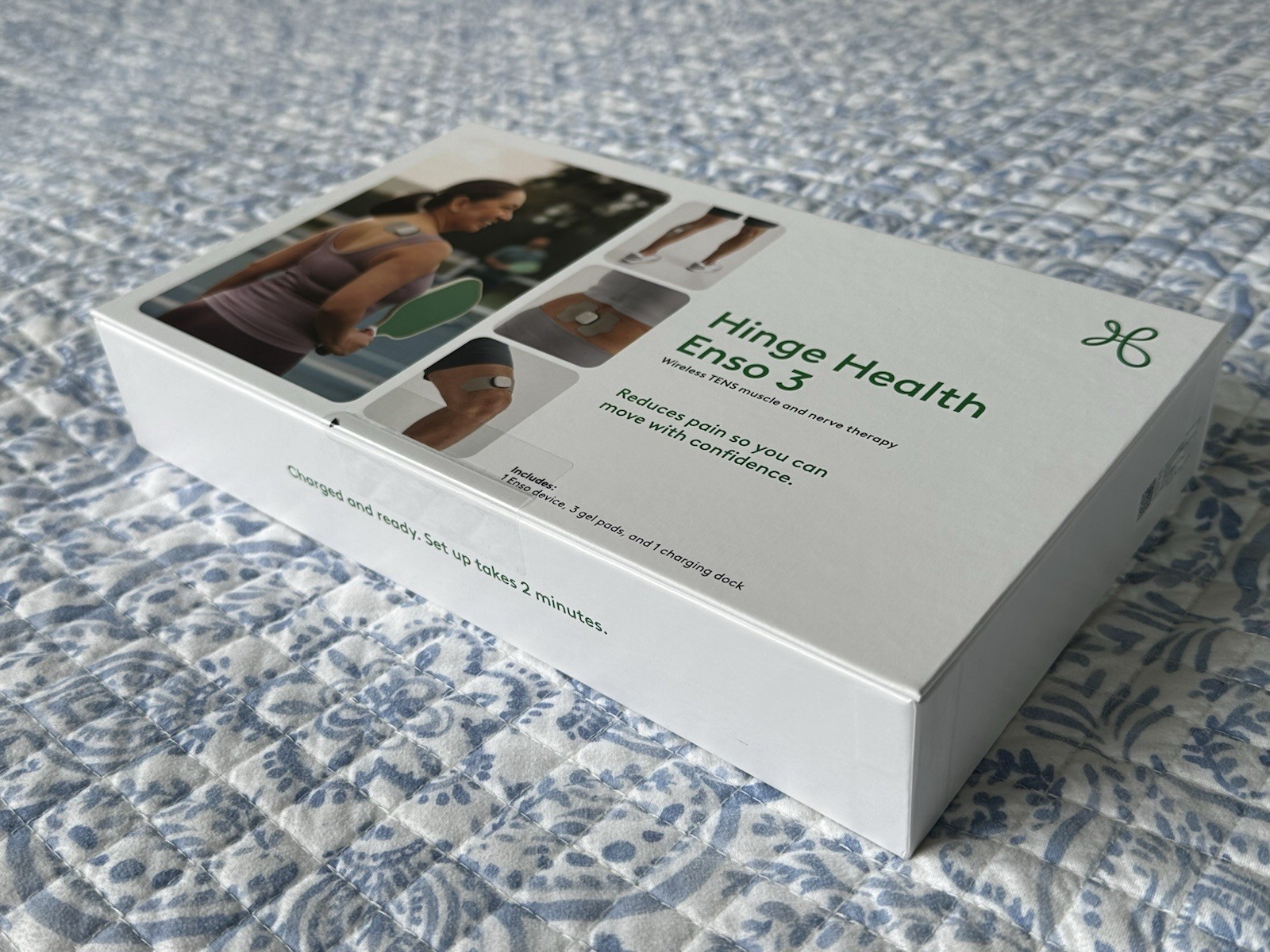 Hinge Health Enso 3 Wearable TENS Unit with 3 Gel Pads, Charging Dock SEALED NEW