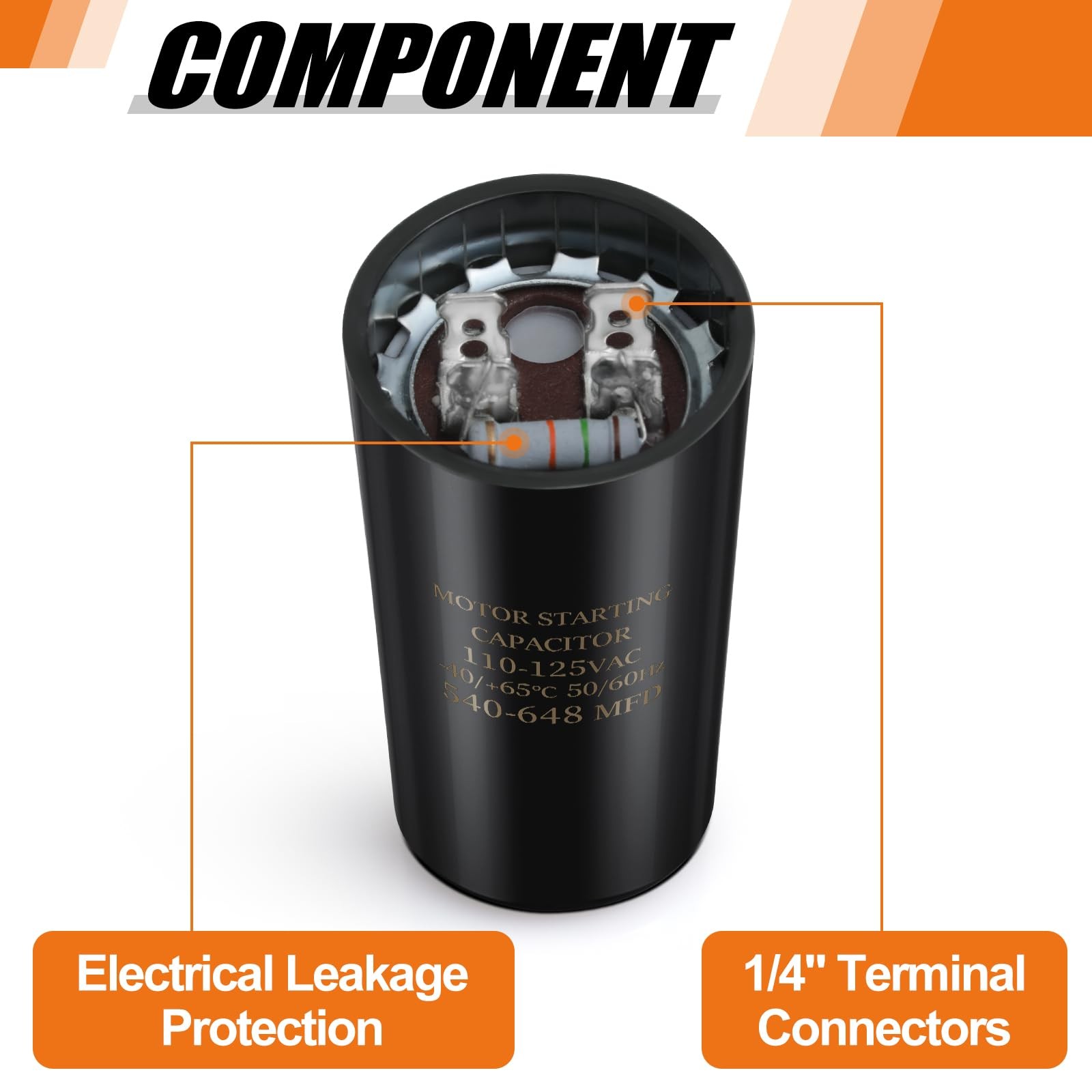 540-648 uf/MFD 110-125V VAC 50/60 Hz AC Electric Round Start Capacitor Universal