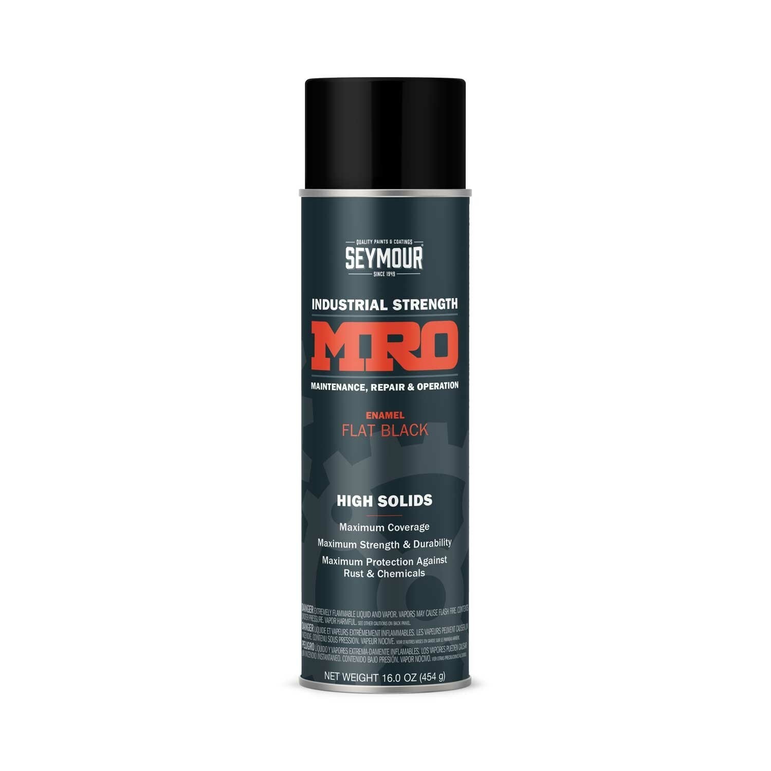 Seymour 620-1413, MRO Industrial Strength Spray Paint, Flat Black, 16oz, 1ea