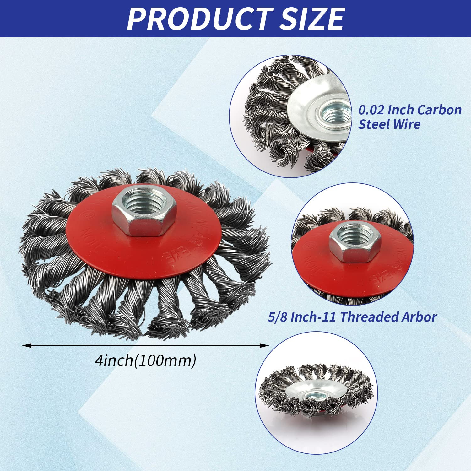 3 Pack Wire Wheel Brush for Angle Grinder, 4 Inch Wire Wheels for 4-1/2 Inch Ang