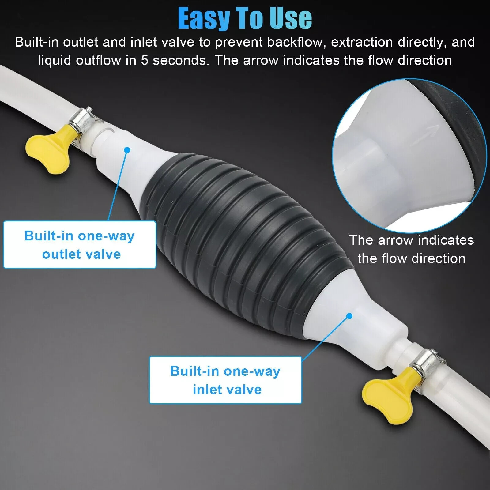 Siphon Hand Pump Portable Manual Car Fuel Transfer Pump for Gas Gasoline Petrol