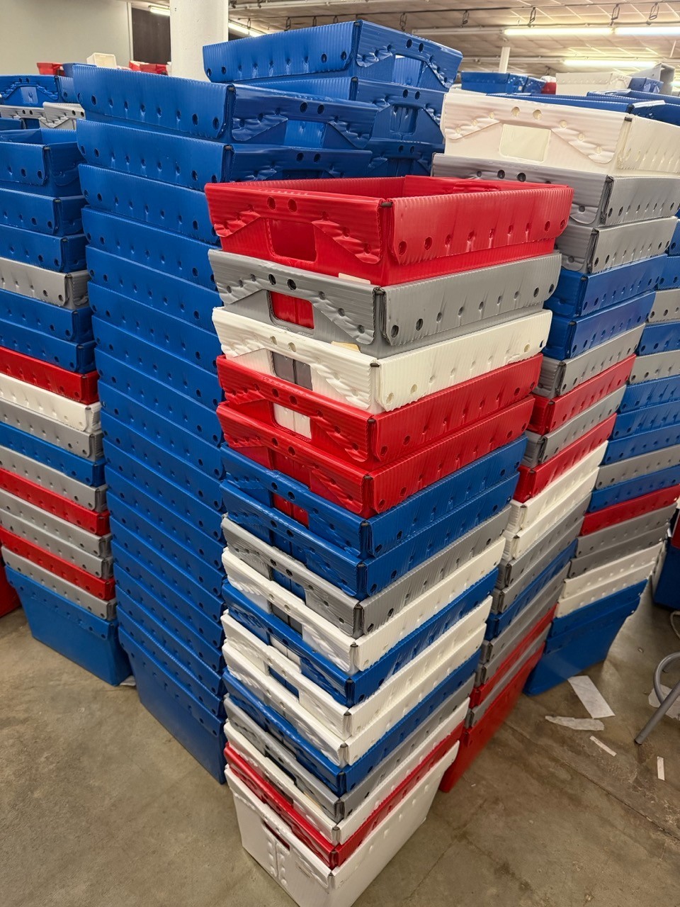 Lot of 300 Corrugated Plastic Postal Mail Type Totes Bins 18.25″Lx13.25″Wx11.5″H