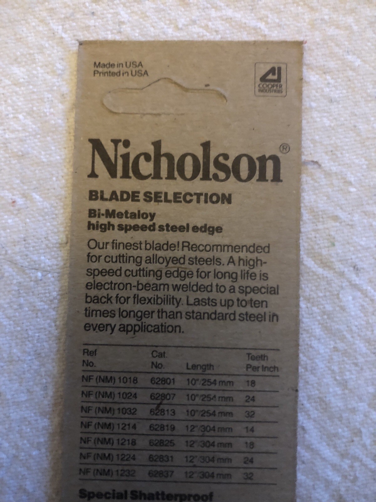 Nicholson #63280 SS1232 Shatterproof 12 in. x 32 TPI Hacksaw Blade-(2 Blades per