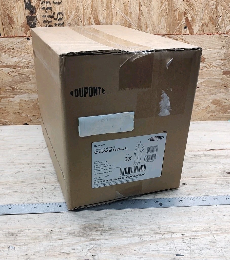 NEW Case / 25 DuPont Tyvek Suit 3X IC181SWH3X00250 DISPOSABLE COVERALLS