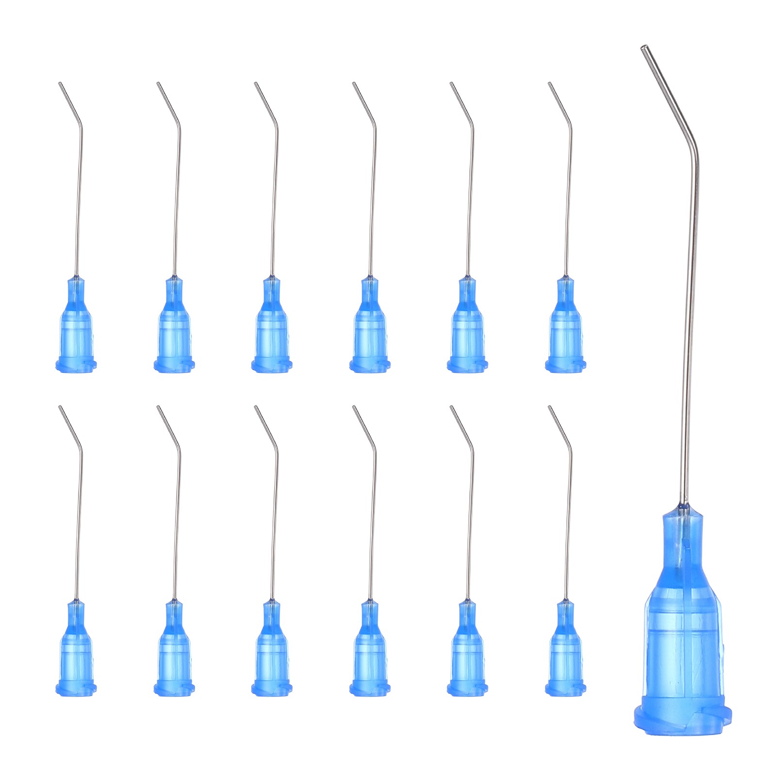 25Pcs 1.5Inch 22Ga 45° Angled Dispensing Needles, Blue