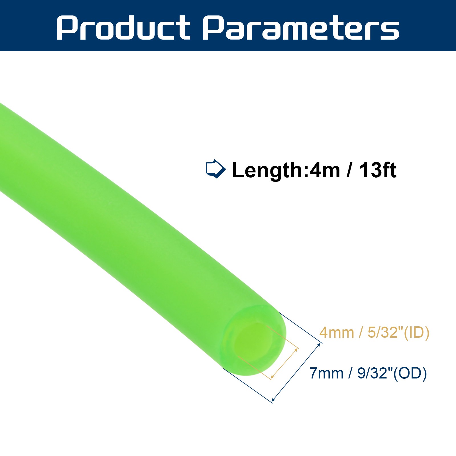 13 Ft(4M) Latex Rubber Tubing, 3/16″(4mm)ID 1/4″(7mm)OD, Fluorescent Green