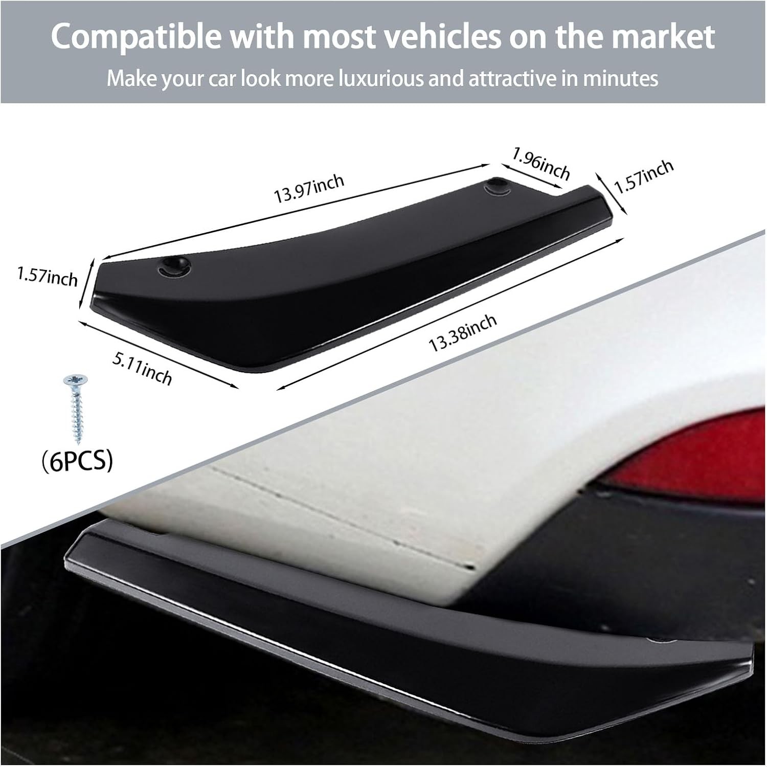 2 PCS Rear Bumper Canard Diffuser Anti-Crash Lip Body Kit Universal Car