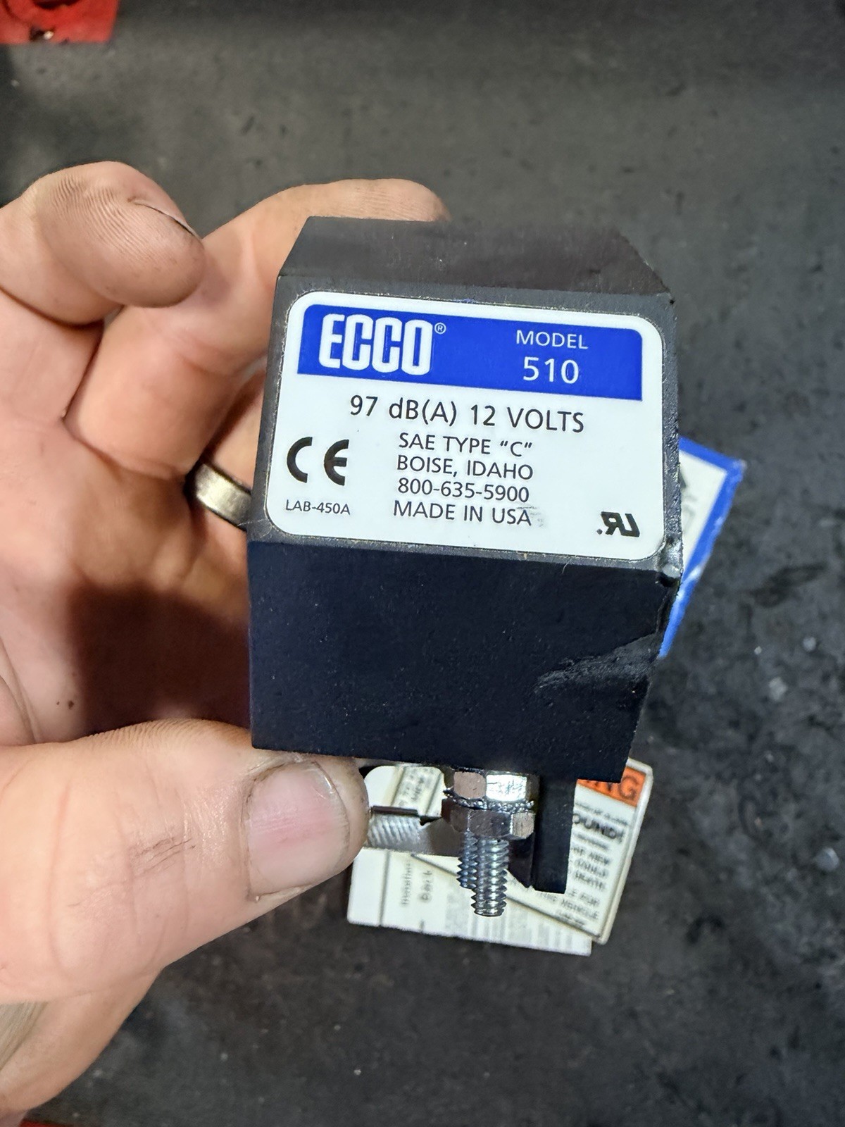Ecco 510 Backup Alarm, Fixed, Tonal, 97 Db Max, 12V Dc, 97 Db Min, Black, NOS