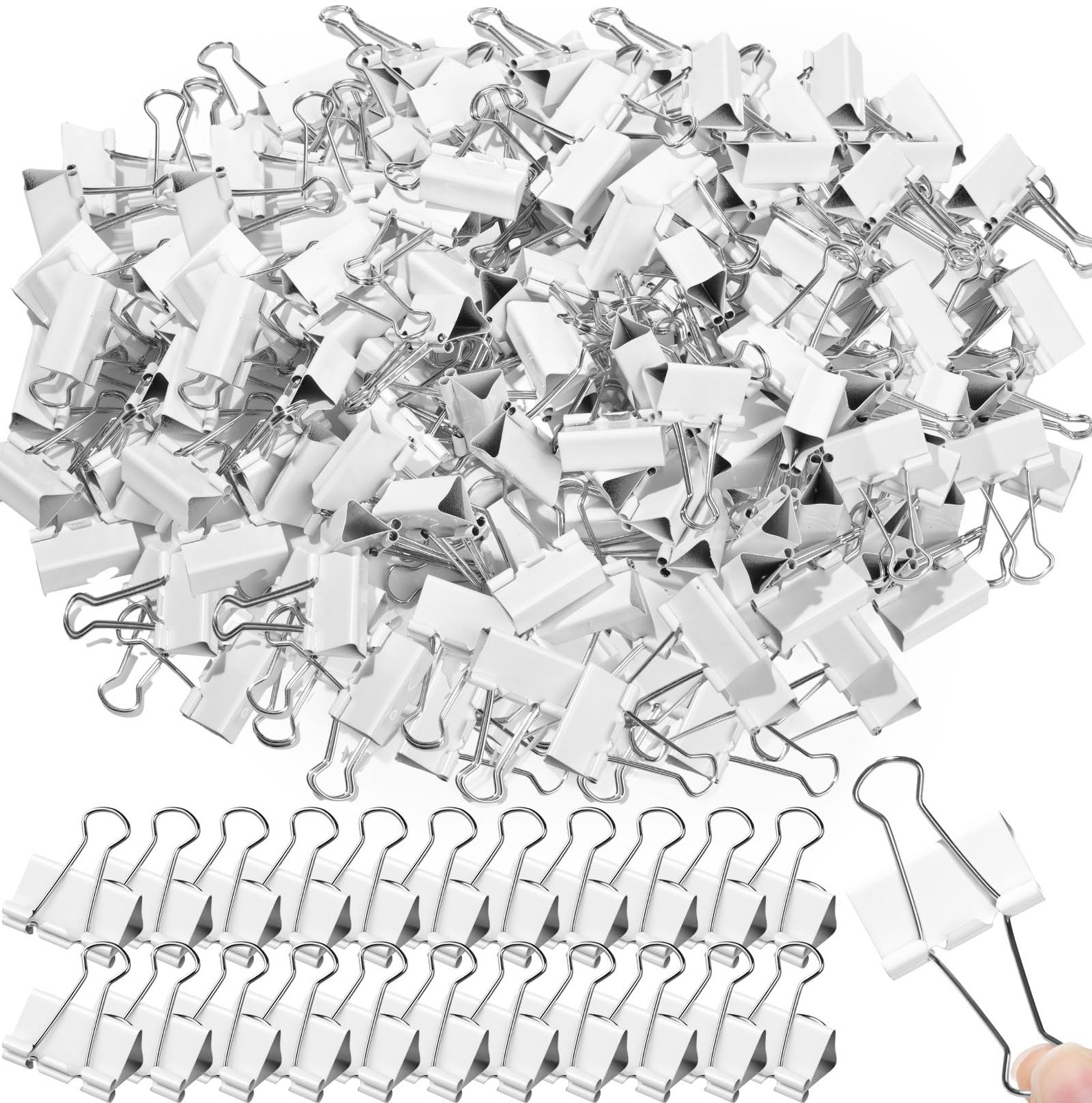 Jetec 200 Pack 1.25in/32mm White Metal Binder Clips Bulk Medium Reusable Fold…