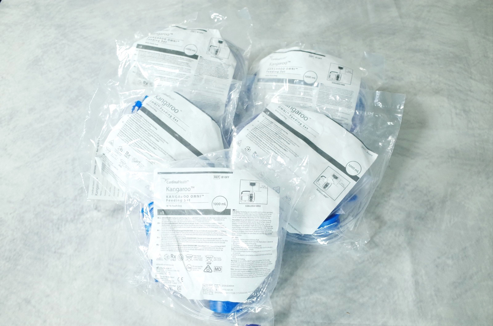 Lot of 5 Kangaroo OMNI Feeding Flush Bag 1000mL Bag Set B10FF OMNI Pump