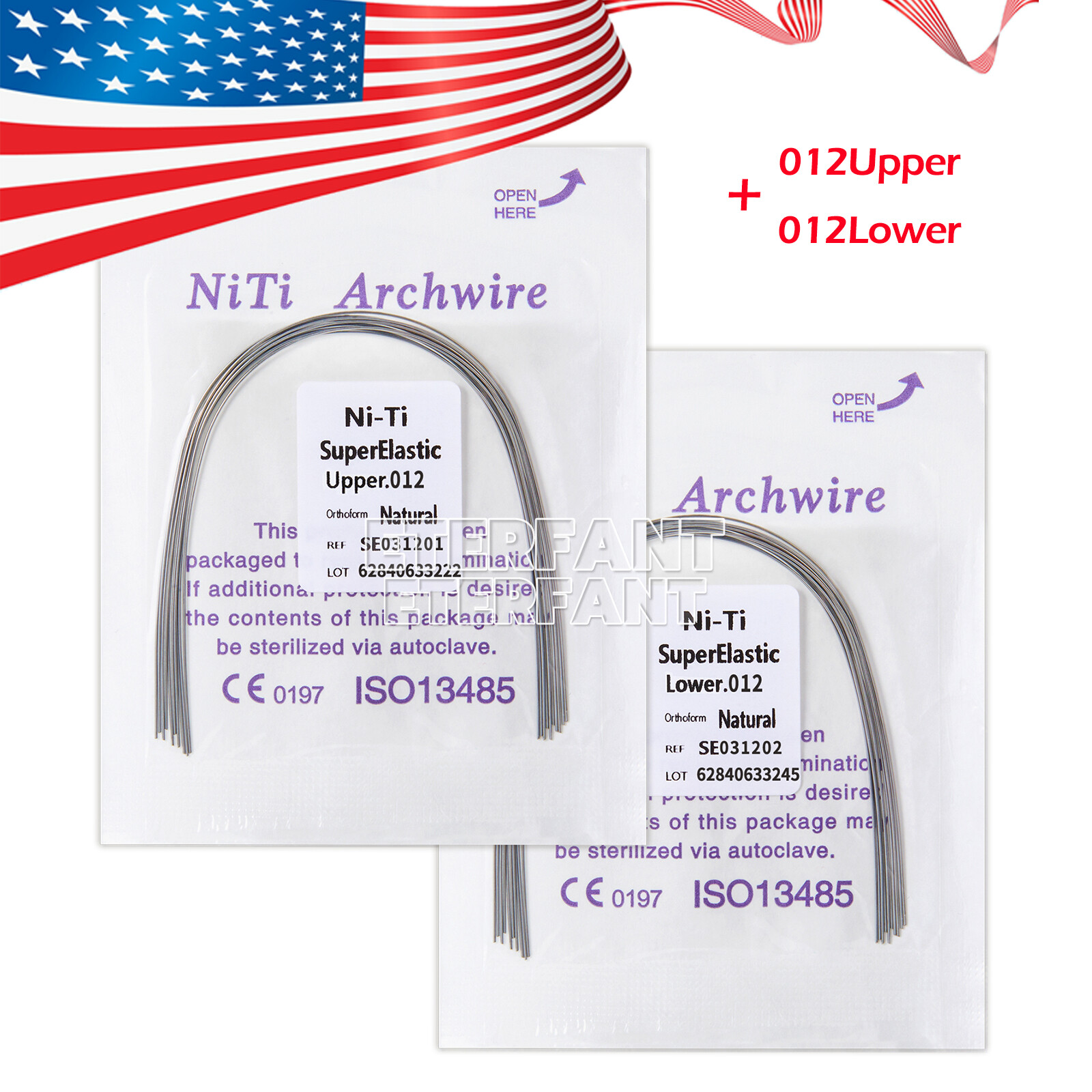 ETERFANT Dental Ortho Arch Wires Super Elastic NITI/Stainless Steel 10pcs/ pack