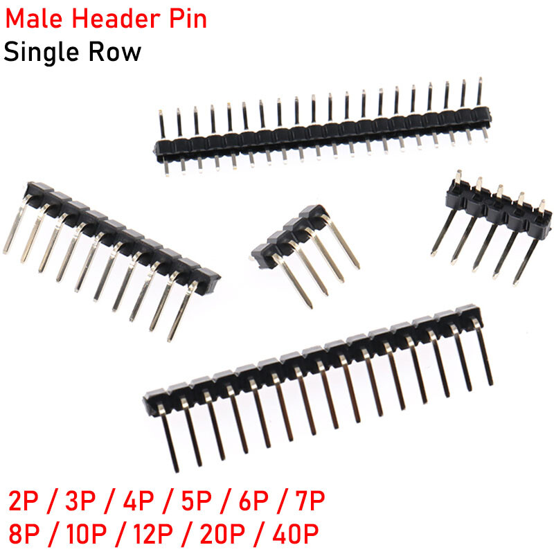 2.54mm 1*2 to 1*40Pin Male Header Pin Right Angle Single Row Strip PCB Connector